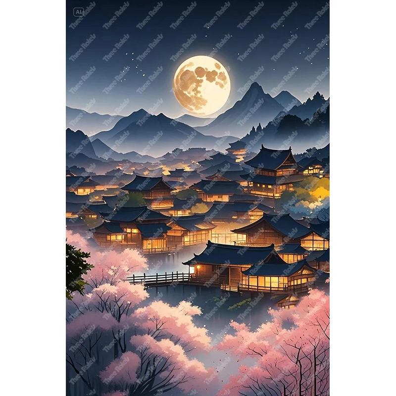 ثلاثة راتلز QHH49 Fantasy Dream Town ملصقات حائط فنية لتزيين المنزل