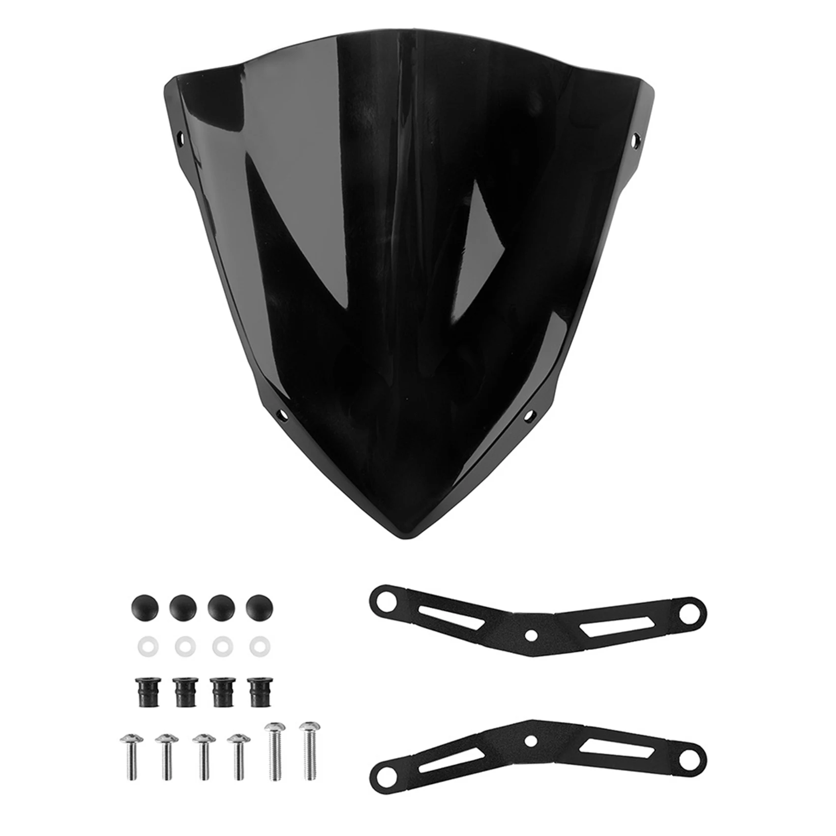 Motorcycle Windshield Windscreen Wind Deflector with Adjustable Bracket for MT03 MT25 2020-2021 Black