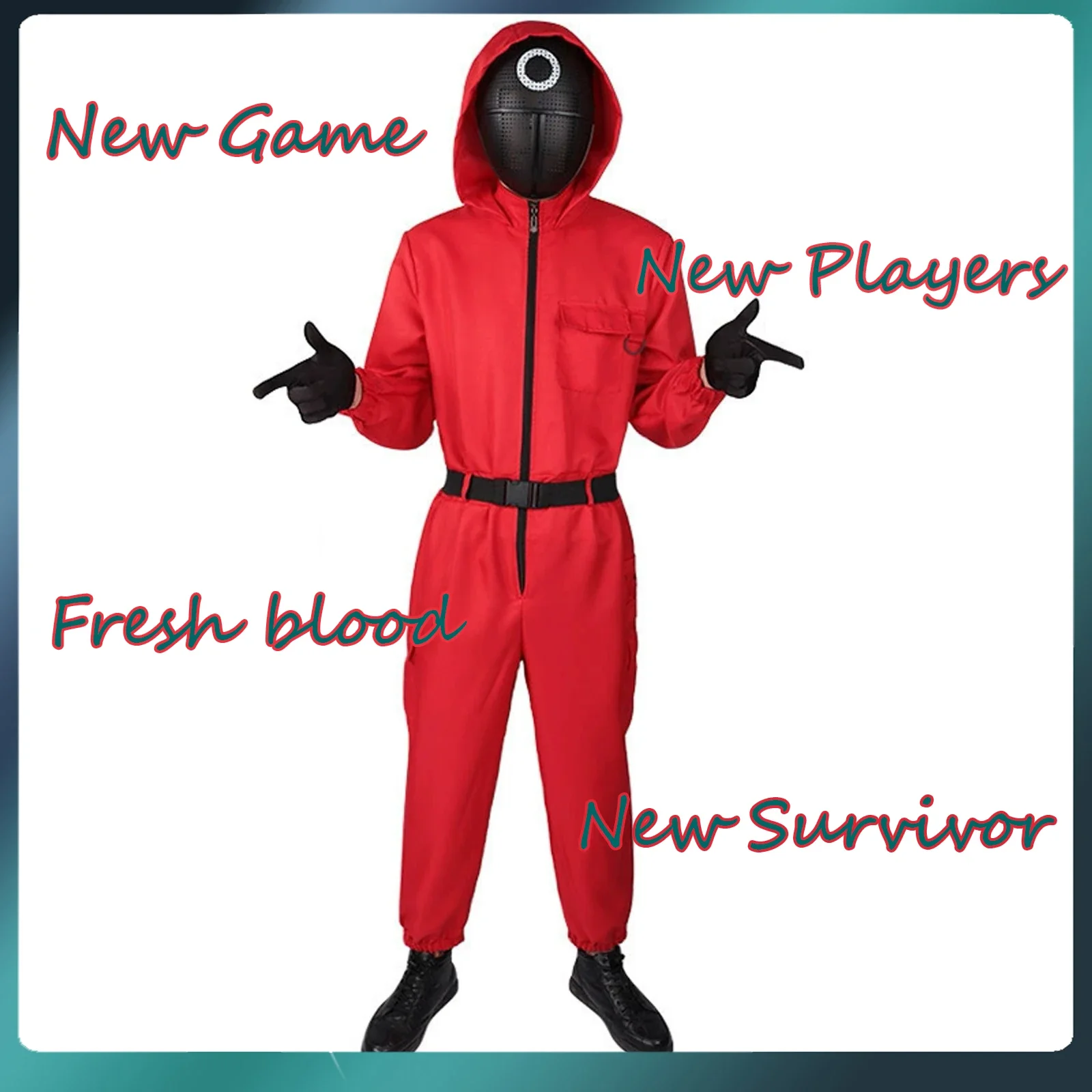 Red Calamari Game Jumpsuit Cosplay Party Tracksuit Outfits Props Role Play Classic Costume From Korean Tv No Mask Caretaker Set