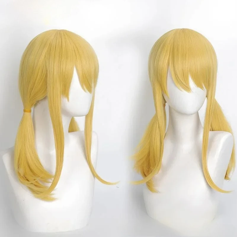 Lucy Cosplay-Perücke, integrierter doppelt geflochtener Frisur, goldgelbe Fairy Tail-Perücke für Halloween, Karneval, Comic-Ausstellung