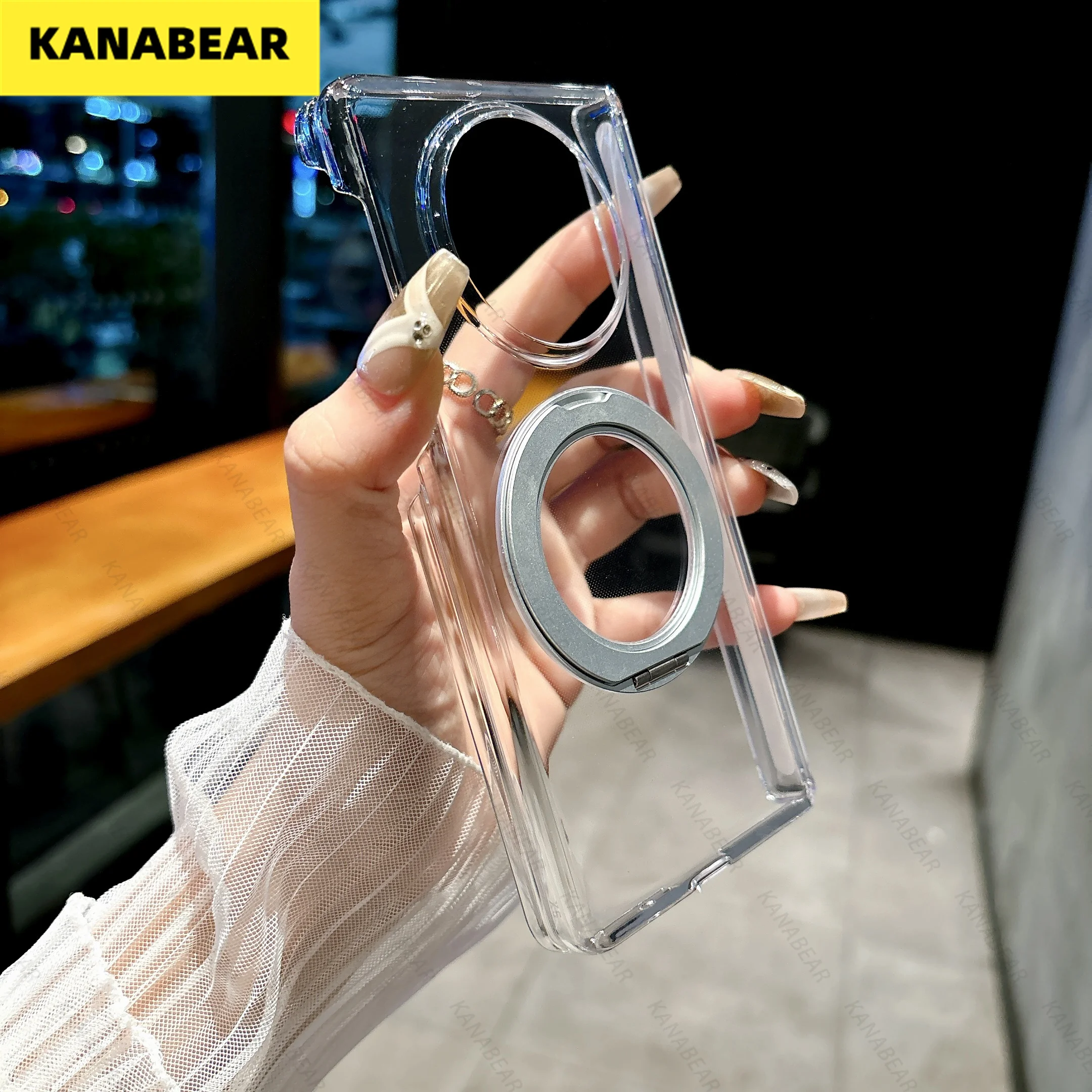 

Transparent Magnetic Phone Case with Stand, Suitable for Huawei Mate X5, Galaxy Z Fold7, and Magic V5, High Clarity, Hard Shell