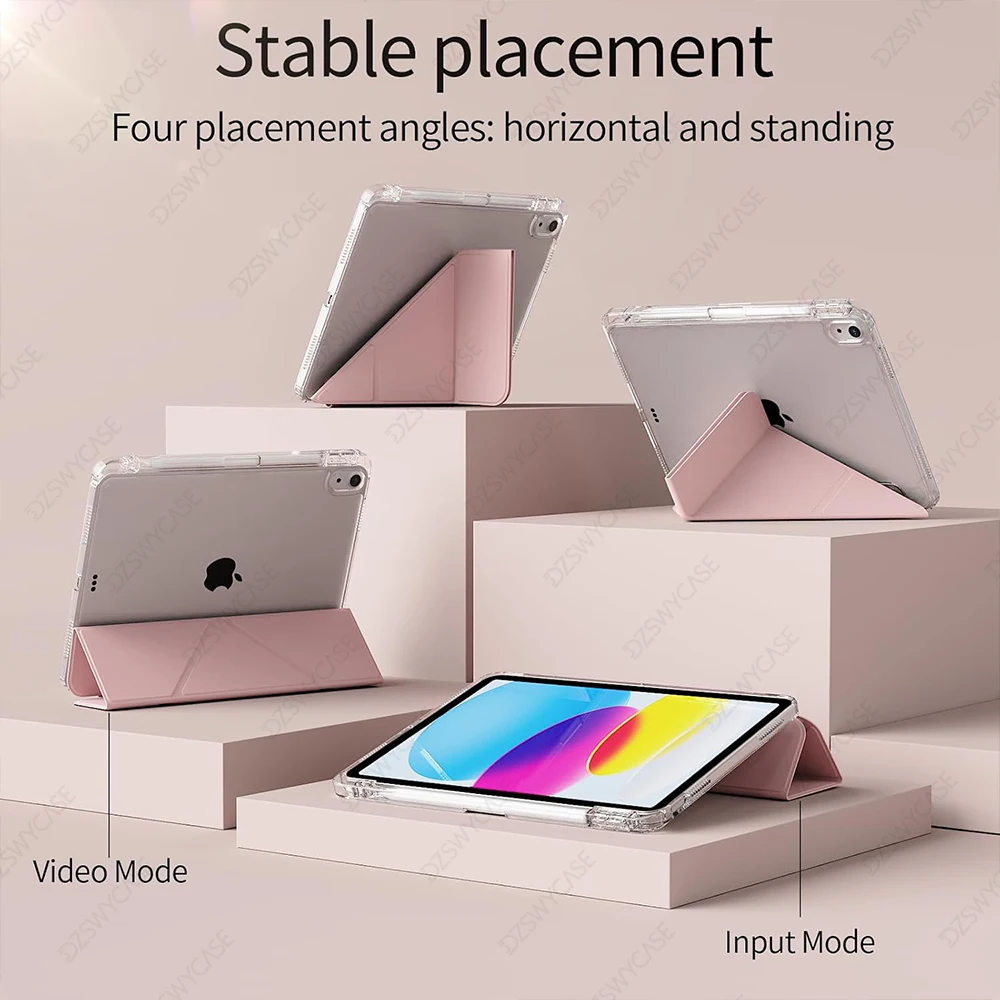 

3+Y-fold Flip Clear Cover For iPad Air 4 5 6 7 11 For Air 2 9.7 Pro 11 Mini 6 7 Start Case For 10th 11th Gen 2025 7/8/9 10.2