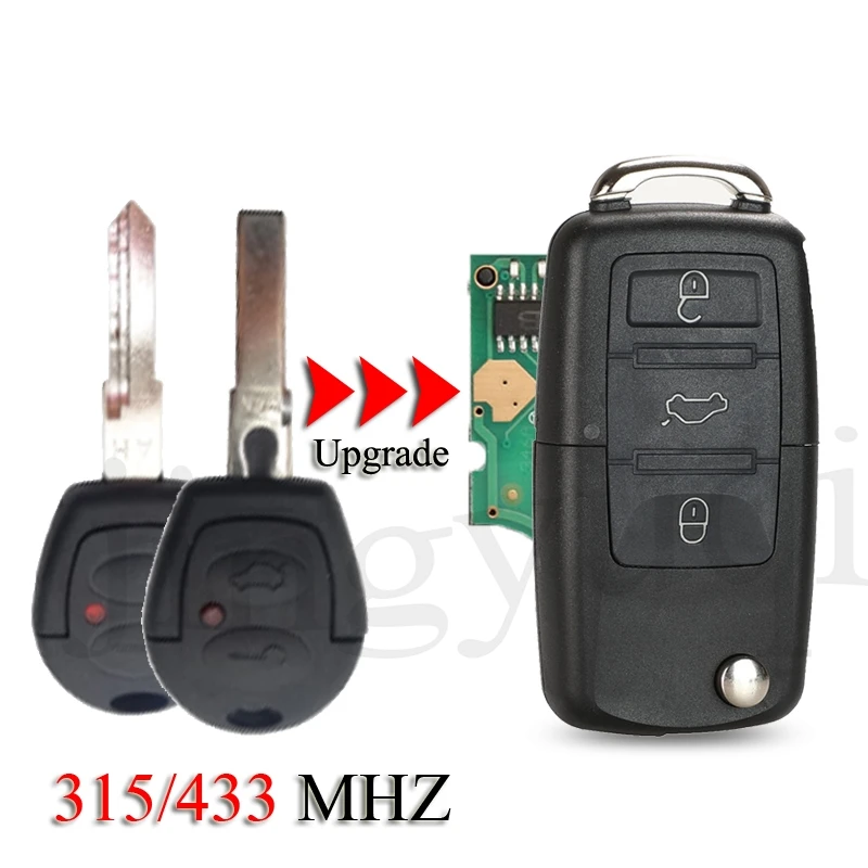 Jingyuqin chiave auto remota per VW/Volkswagen Gol Golf Jetta Fox brasile 3 pulsanti 315/433Mhz Chip ID48