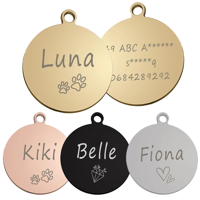 Free Customized Pet Cat Dog ID Tag Personalized Name Tags Puppy Stainless Steel Accessories Dropshipping