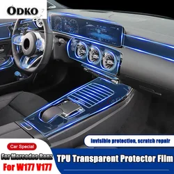 For Mercedes Benz A Class W177 V177 A180 A200 A220 A250 2019+ Car Center Console Full Set Interior Mouldings TPU Protector Film