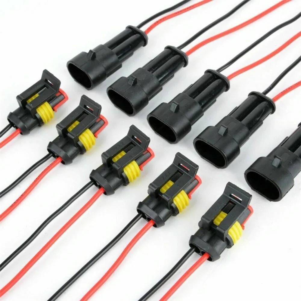 Car Electrical Wire Connector with 2/3/4/5/6 Pin Way and Pre installed 18 AWG Male and Female Waterproof Connector