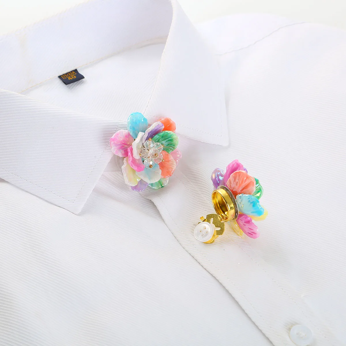 

1PCS Button Cover for Shirt Luxury Camellia Rhinestone Cufflink Clips No Sewing Sleeve Button Clip on Clothing Accessory Gift