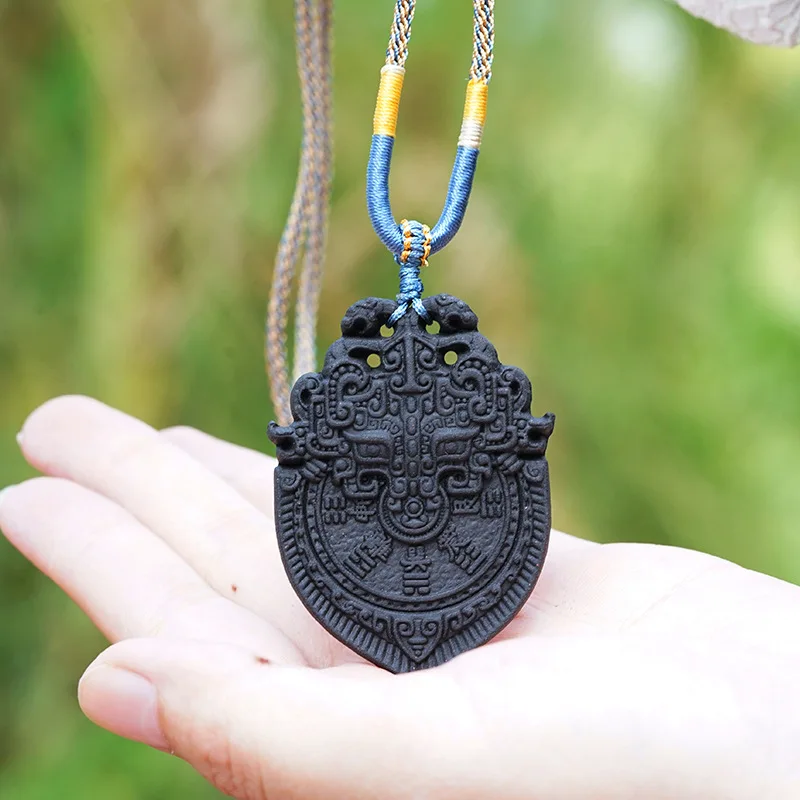Traditional Chinese Style Mountain Ghost Lucky Coin Incense Pendant Necklace For Men Women Adjustable Rope Retro Blessing Good