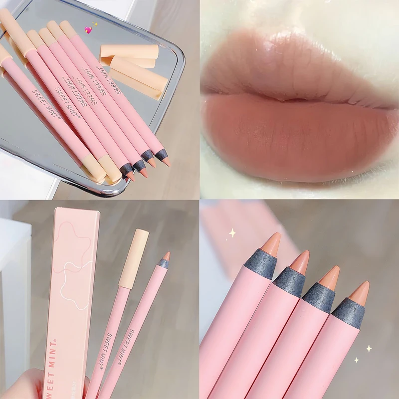 Waterdichte Matte Lipliner Potlood Sexy Nude Bruin Rode Contour Tint Lippenstift Aanhoudende Anti-Stick Cup Lipliner Lippen Make-Up Cosmetisch