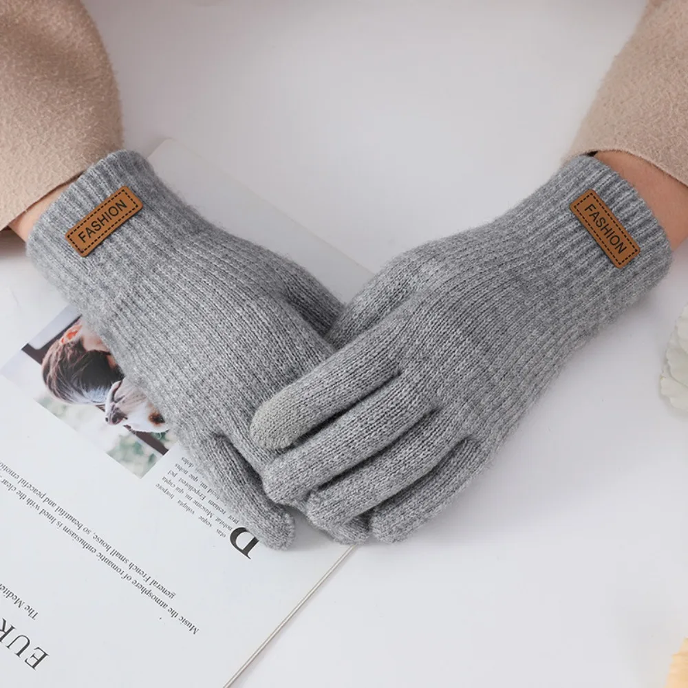 Fashion Touch Screen Winter Gloves Thick Cold-proof Knitted Mittens Soft Warm Gloves Women Men