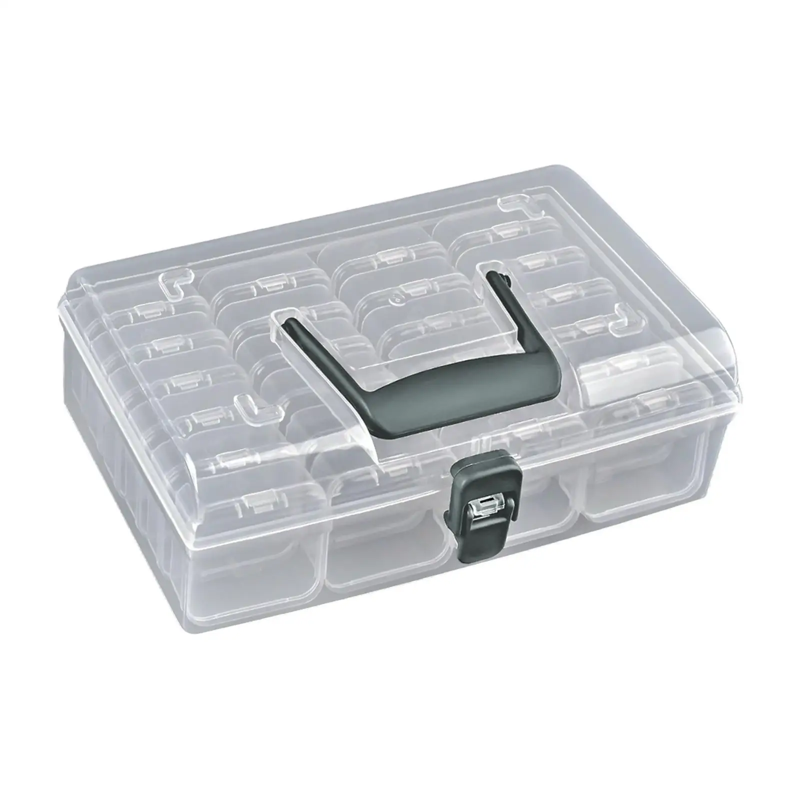 

Clear Plastic Organizer Box with 24 Small Boxes Plastic Storage Case for Charms Rings Earrings Nail Decorations Rhinestones