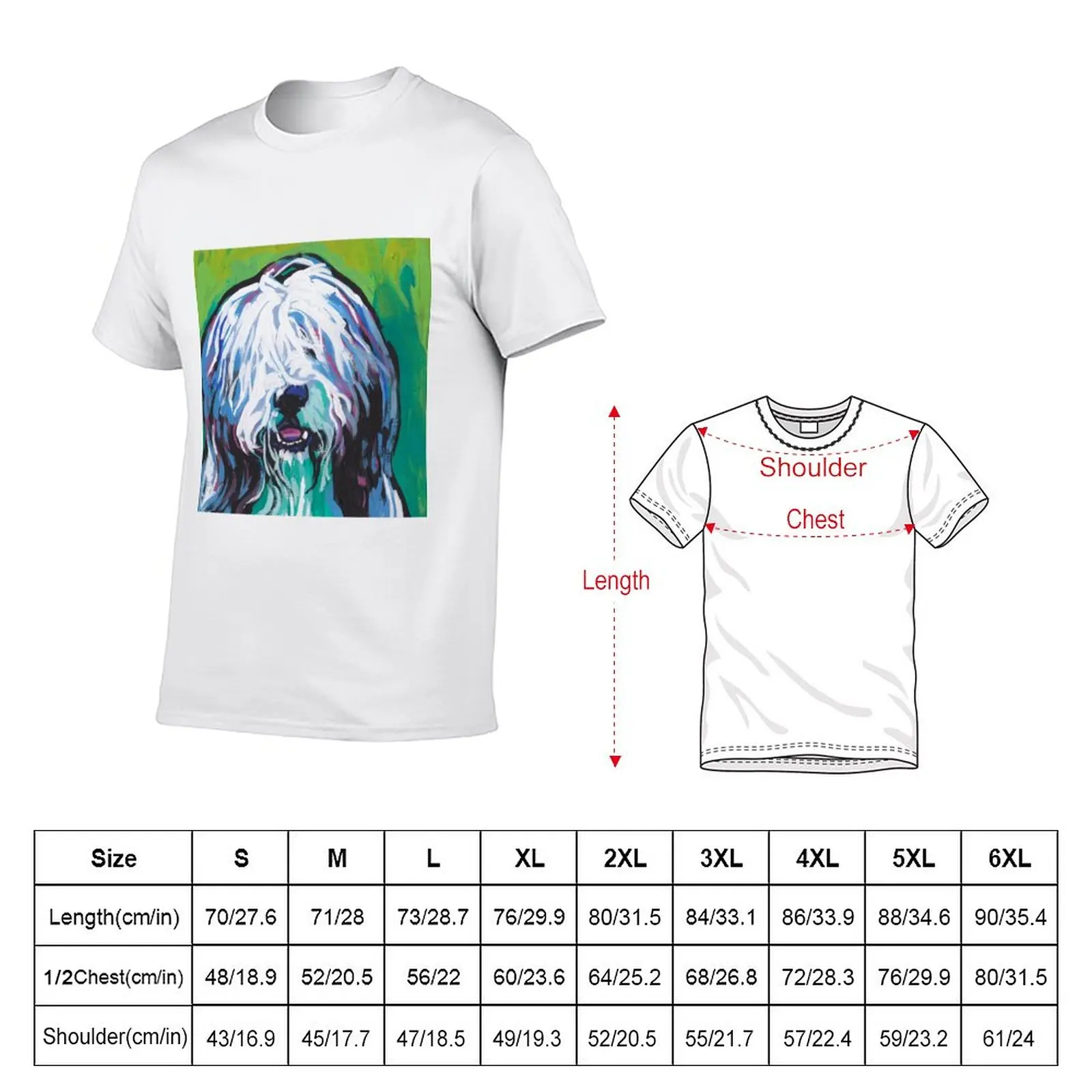 New Bearded Collie Bright colorful pop dog art T-Shirt Oversized t-shirt Short sleeve tee Tee shirt mens white t shirts