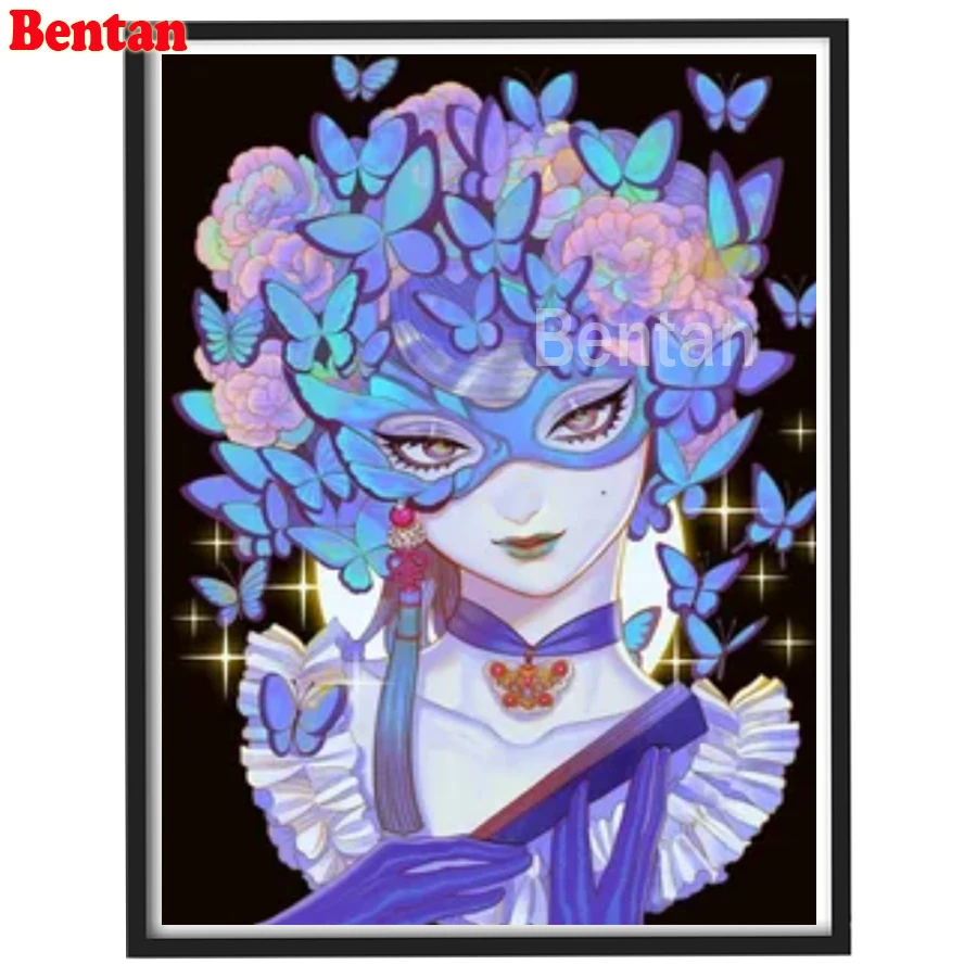 5D DIY Diamond Painting Butterfly Mask Girl Diamond Embroidery Picture Mosaic Cross Stitch Diamond Art Rhinestone Craft