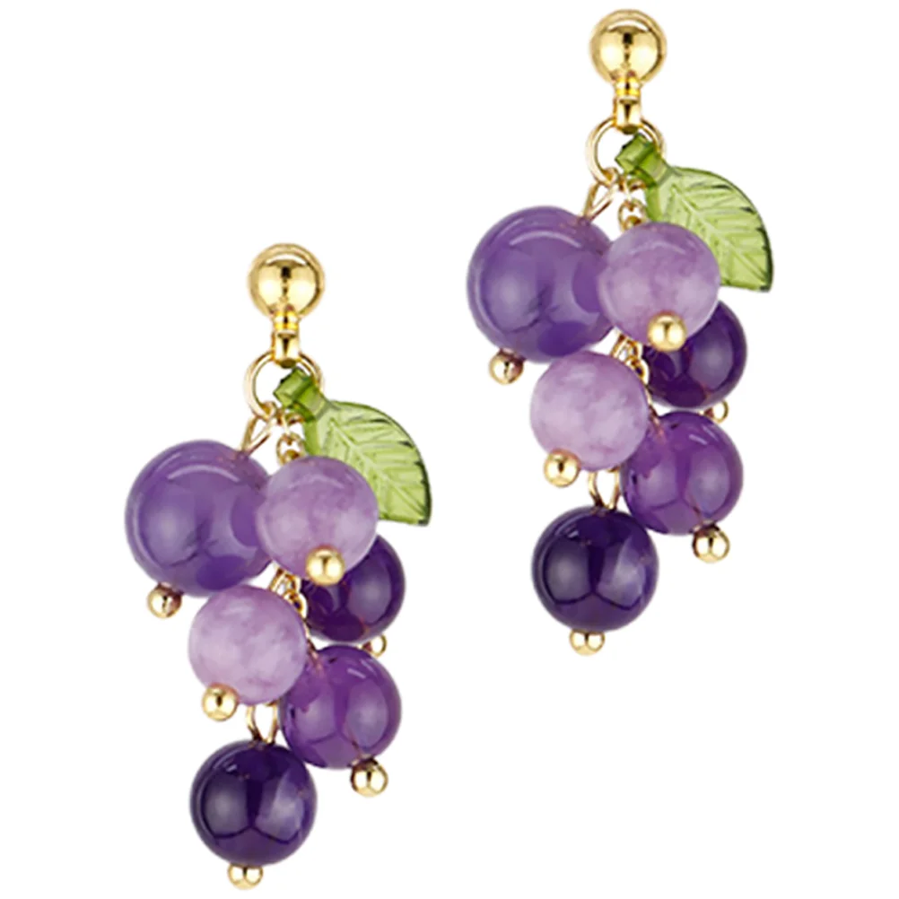 Grape Earrings Statement Trendy Stud for Women Dainty Fruit Resin Teen Girls Aesthetic