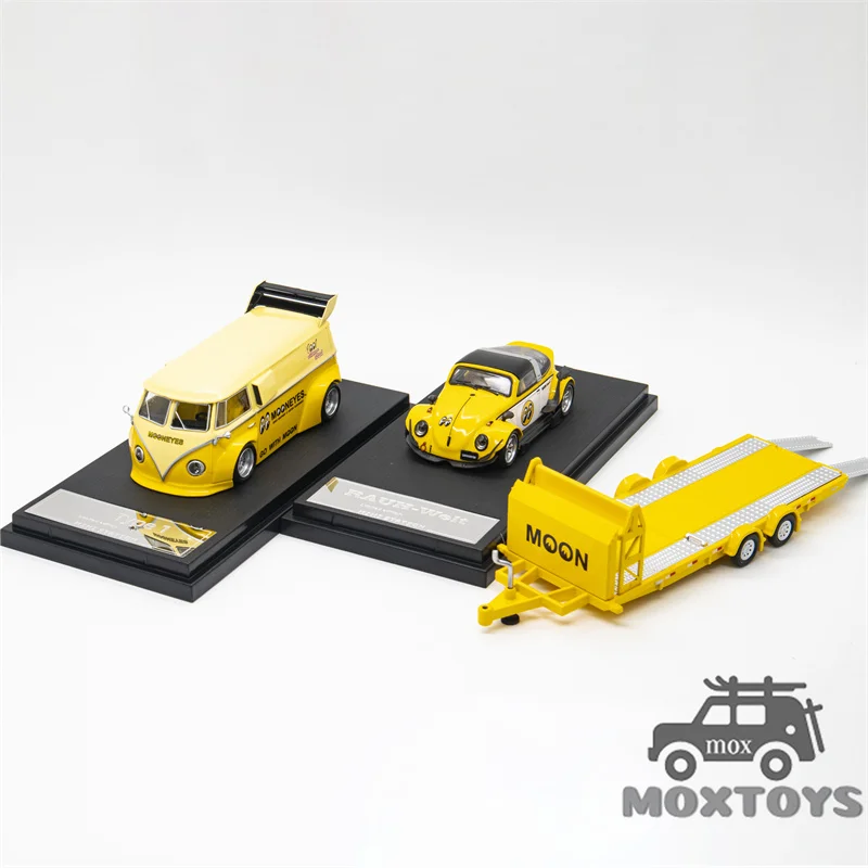 Mini Station 1:64 Mooneyes T1 Van & Targa w/Trailer Diecast Model Car