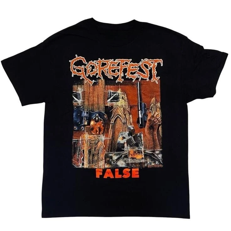 

Gorefest 'False' Tee Shirt Unisex Cotton Full Size Unisex Reprint T-Shirt Short Sleeve Men Women Summer Crew Neck Cotton Tee