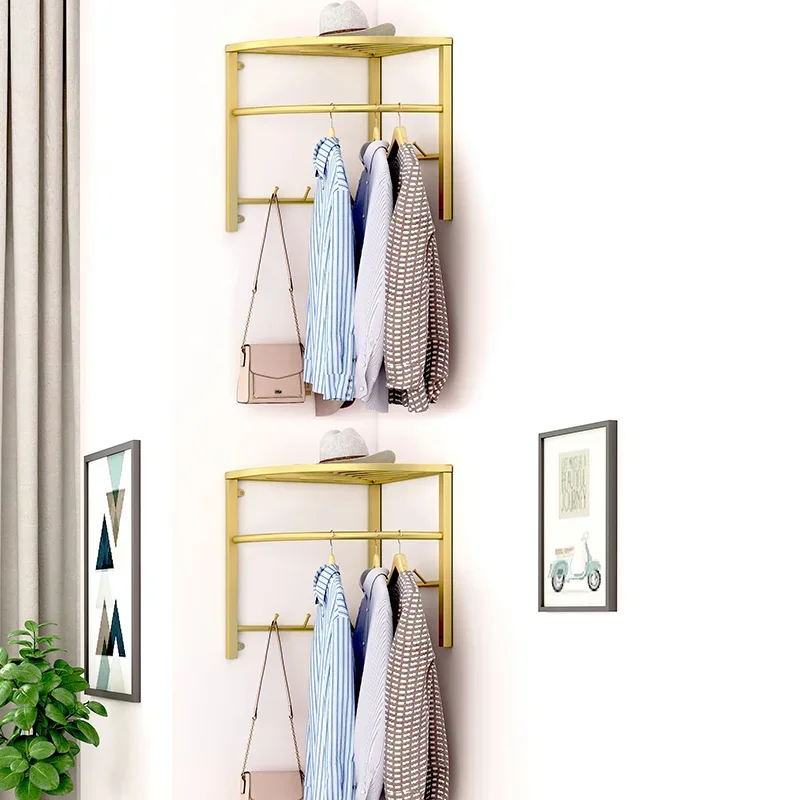 SpaceSaving Corner Coat Rack Light Luxury Bedroom Wall Clothes Hanger Living Room Hallway Organizer