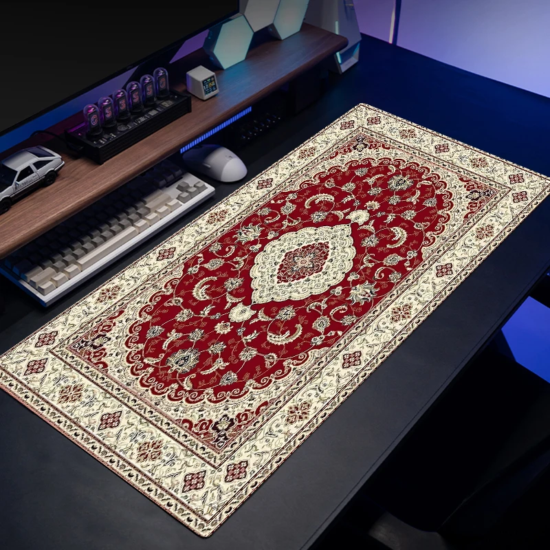 Persian carpet style gaming mouse pad Large rubber non-slip desk mat locking edge writing mat entertainment office universal XXL