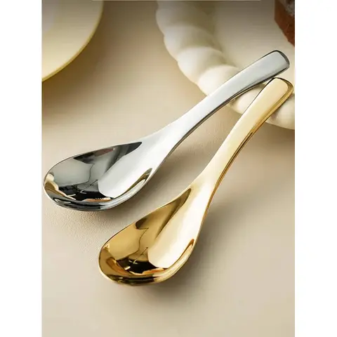 6pcs/2pcs 304 Stainless Steel Spoon Set- Large Capacity, Mirror Polished Cutlery, Suitable for Desserts, Fruits,Home Kitchen Use