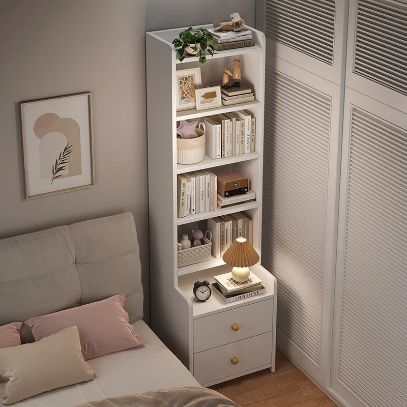 High-end Bedside table Bedroom Nordic wind bedside heightened storage rack Multifunctional cabinet Small bookshelf image 4