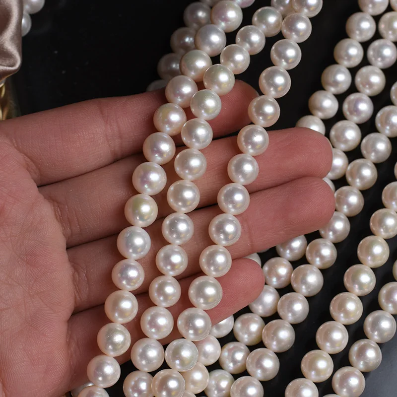 

Wholesale 8-9mm Freshwater White Round Loose Pearls For DIY Pearl