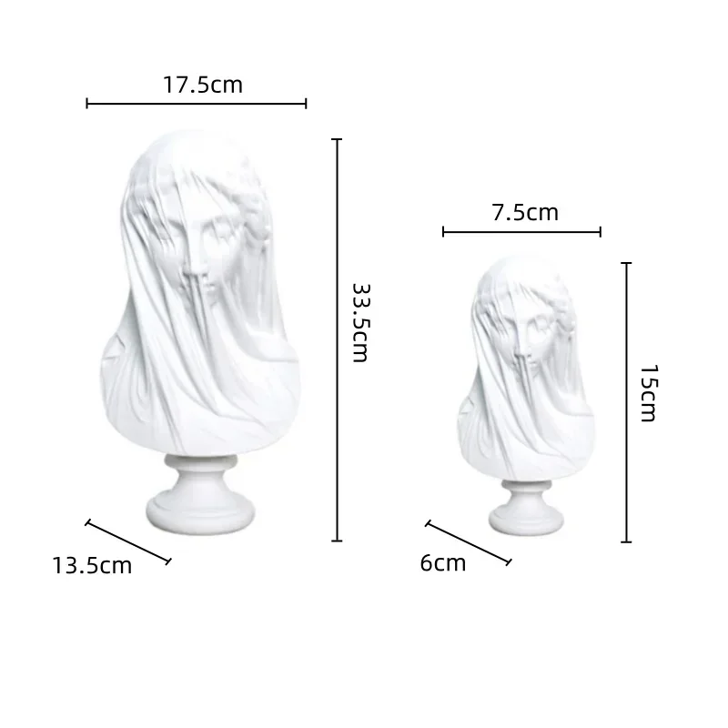 الراتنج الحرف اليدوية الشكل النحت الحجاب فتاة الرأس سيدة مجردة التمثال الجص تمثال التماثيل الزخرفية ديكور المنزل