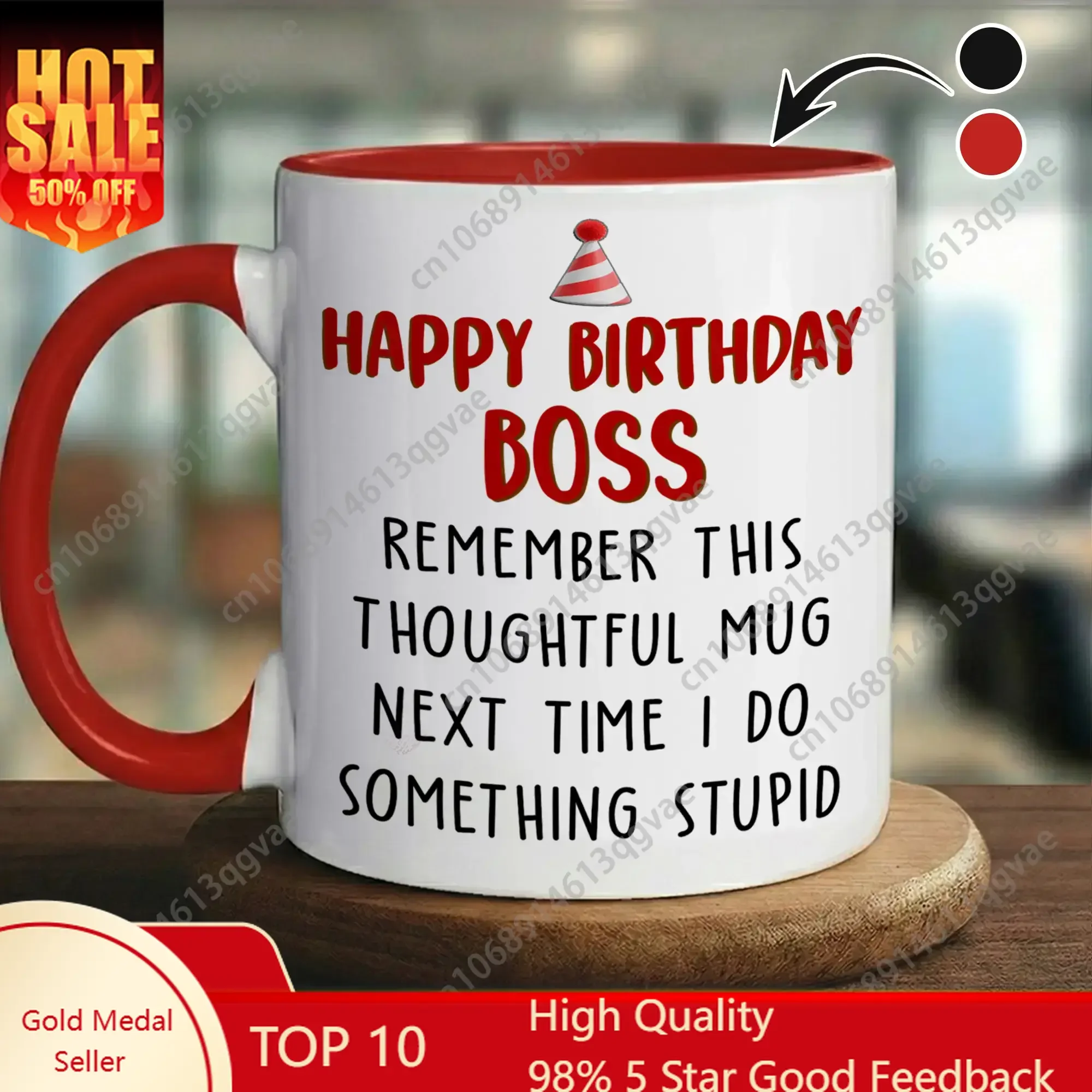 

Judywin Talk - Happy Birthday Boss 11oz/15oz Ceramic Coffee Mug – Funny Office Holiday Gift Thoughtful Employee Present Apprec
