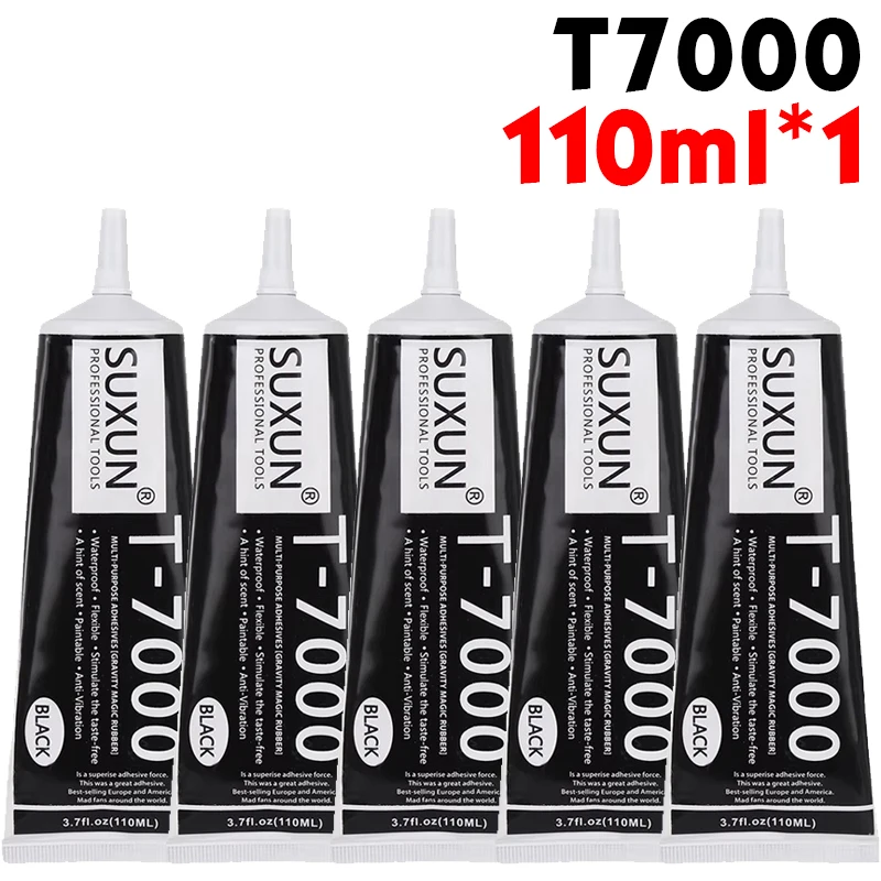 Klarer T-8000 und schwarzer T-7000-Klebstoff, 15 ml/50 ml/110 ml, Schmuckhandwerk, wasserfester, schnell trocknender Harzkleber, Handy-Bildschirm-Reparaturkleber