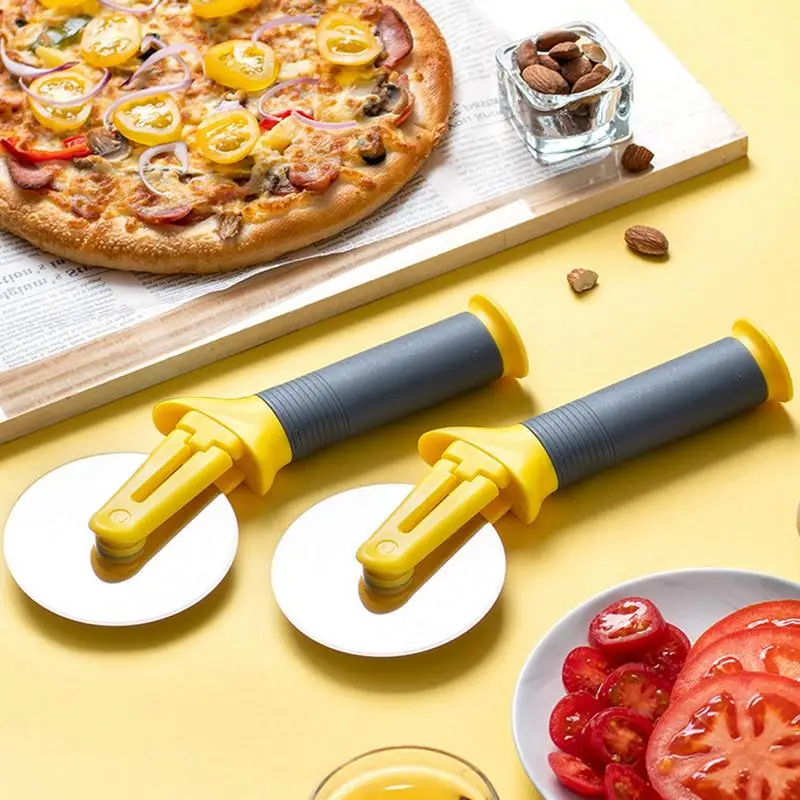 

Stainless Steel Wheel Pizza Cutter Pastry Roller Upright Pizza Slicer Pizza Dough Roller Cookies Bread Waffles Pancakes Cutter