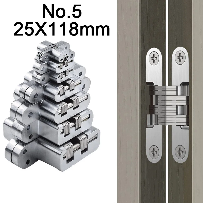 

2PCS 25x118mm Stainless Steel+ Zinc Alloy Hidden Hinges Invisible Concealed Folding Door Hinge For Furniture Cross Hinges FK1062