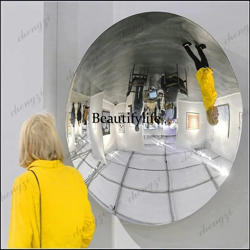 TTT concave mirror sky mirror Stainless steel 170cm-180cm background wall pendant living room Bedroom villa wall decoration