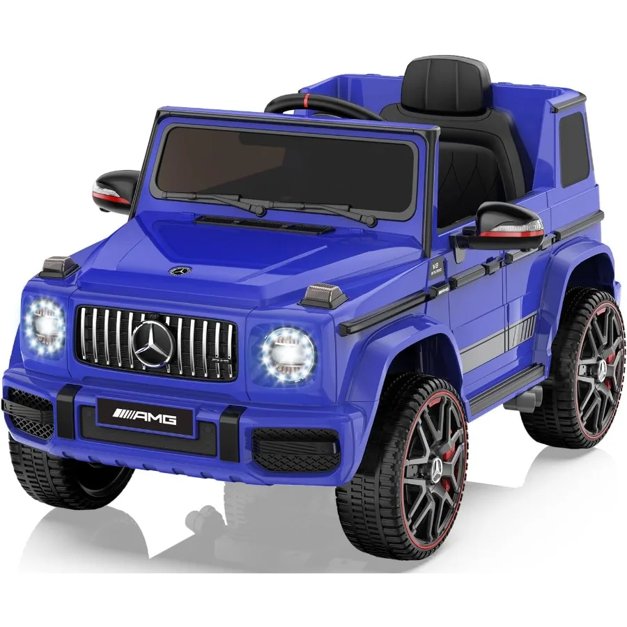 سيارة مرسيدس بنز G63 مرخصة للأطفال، ركوب 12 فولت على السيارة مع جهاز تحكم عن بعد الوالدين، مصابيح أمامية LED، مشغل موسيقى وبوق، نجمة ناعمة