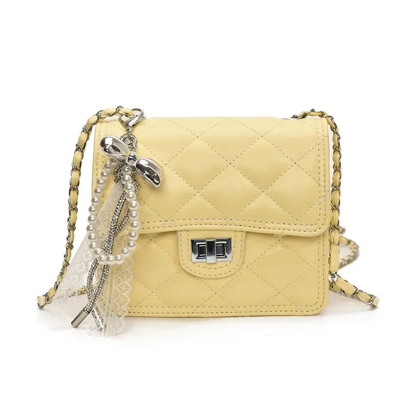 Primavera - Alla moda del 2025! Lusso - Grado da donna morbido - Pelle trapuntata - Catena a quadri - Borsa con tracolla in coreano - Stile-Fresh-Look-Small