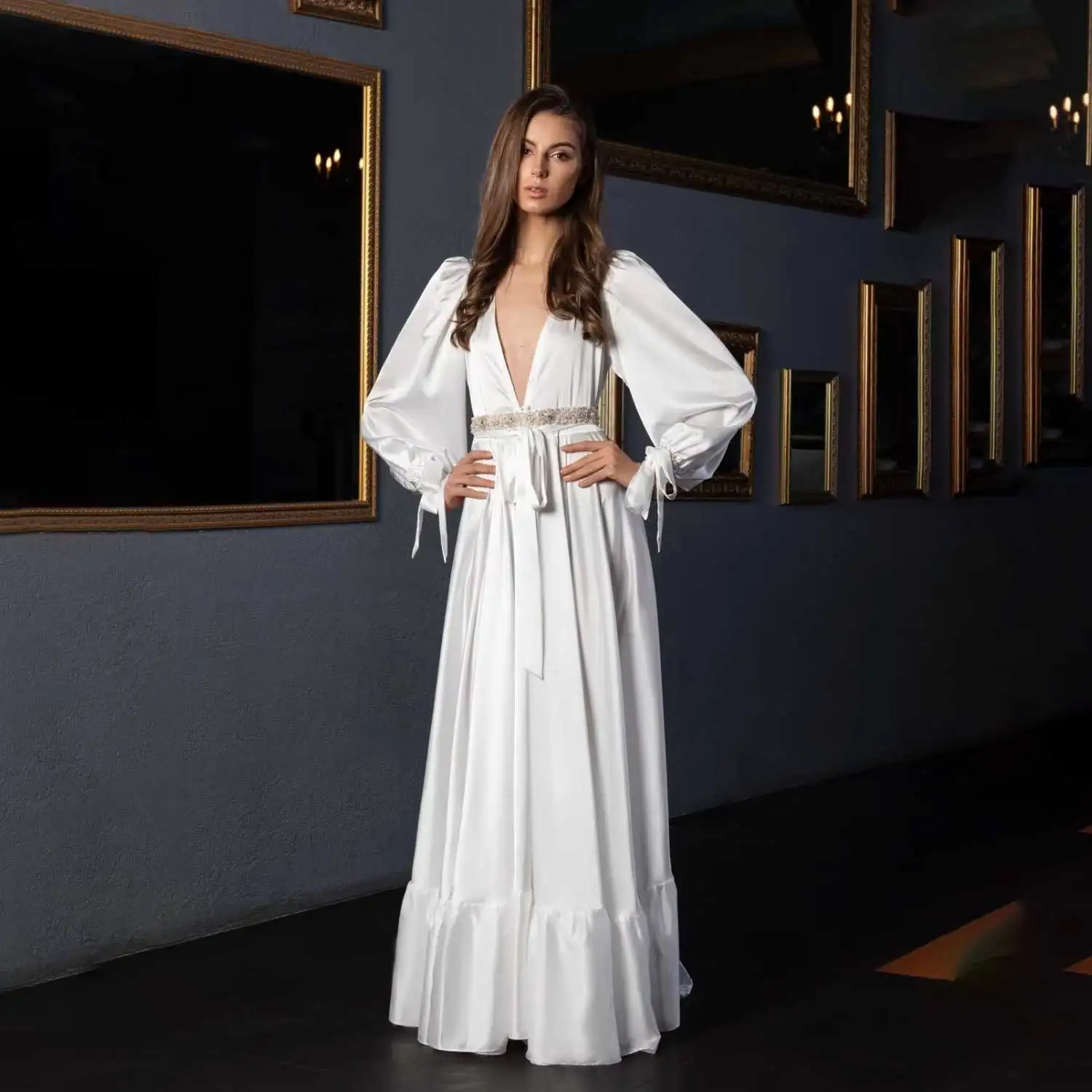 

Sexy Bathrobe Bridal Gowns Long Women Lingerie Nightgown Pajamas Sleepwear Women's Luxury Gowns Housecoat Nightwear Customized