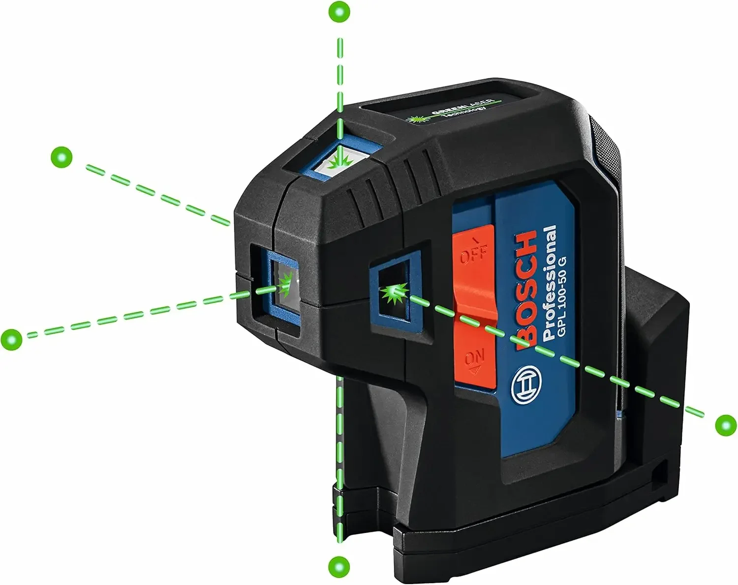 100-50G Green-Beam Self-Leveling Alignment Laser, Includes 2 AA Batteries, Built-In Multipurpose Mount, & Hard Carrying