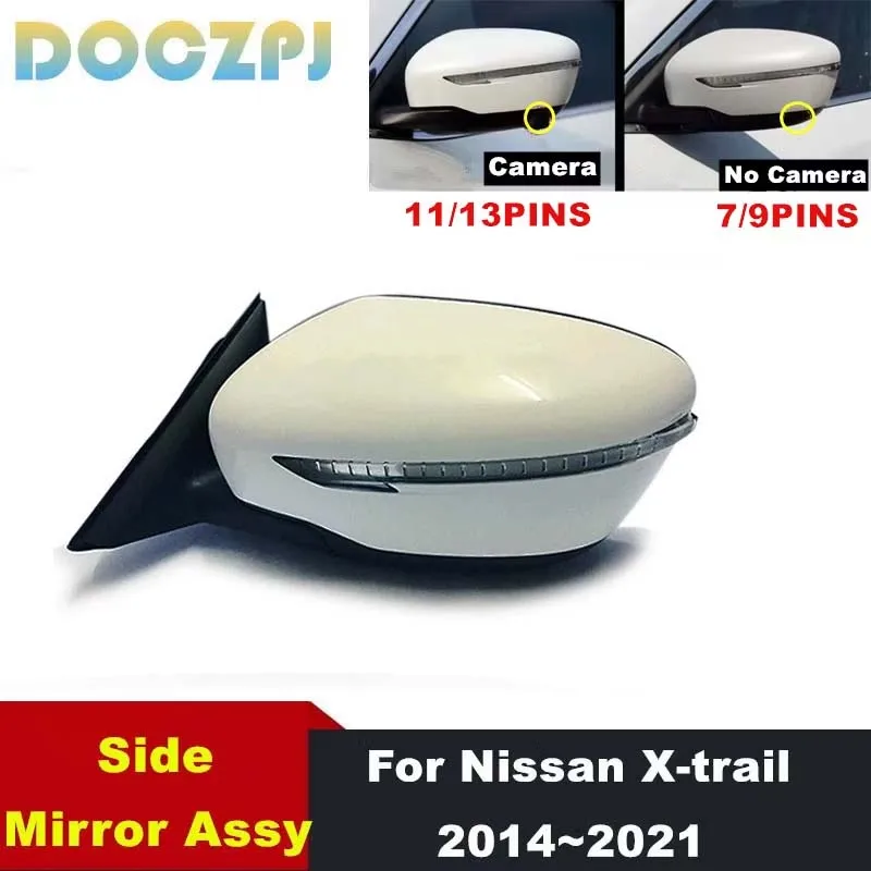 

1PCS Auto Rearview Side Mirror Assembly 7/9/11/13PINS With Turn Signal Light Power Folding Fit For For Nissan X-trail 2014~2021