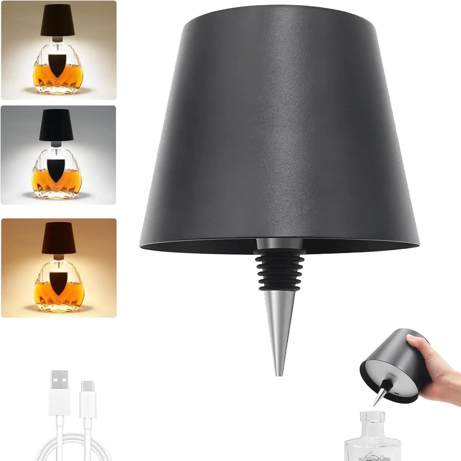 

Commercial Grade LED Wine Bottle Bar Lamp USB Rechargeable Wireless Touch Dimmable Table Light Waterproof Anti-Spill Atmosphere