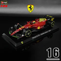 Bburago 1:24 F1 75-lecie Ferrari Monza F1-75 #16 leclerc #55 sainz formuła 1 symulacja aluminiowy Model samochodu zabawka rzemieślnicza