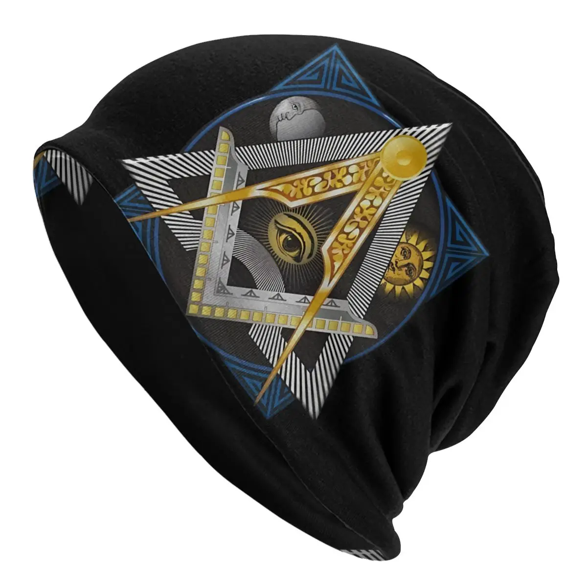 Moon And Sun Thin Skullies Beanies Fashion Caps For Men Women Freemasonry Ski Caps Bonnet Hats