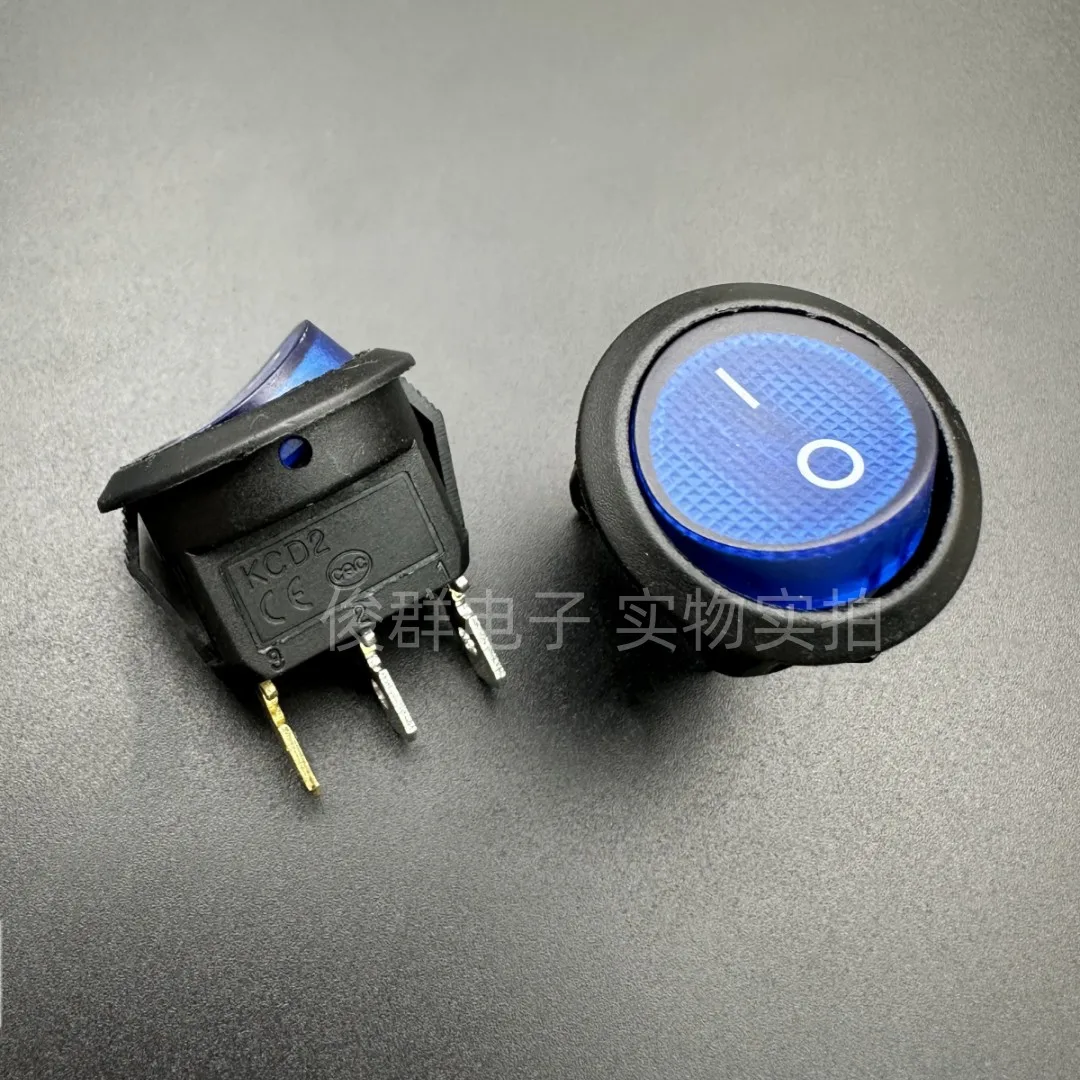 10pcs/high current 6A round boat switch 3 feet 2 gears with blue indicator key switch KCD2