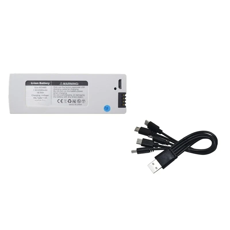 7.4V 2500mAh LiPo Battery With Charger Kit, Replacement Spare Accessory for 4DRC F8 / 4D‑F8 Folding RC Quadcopter