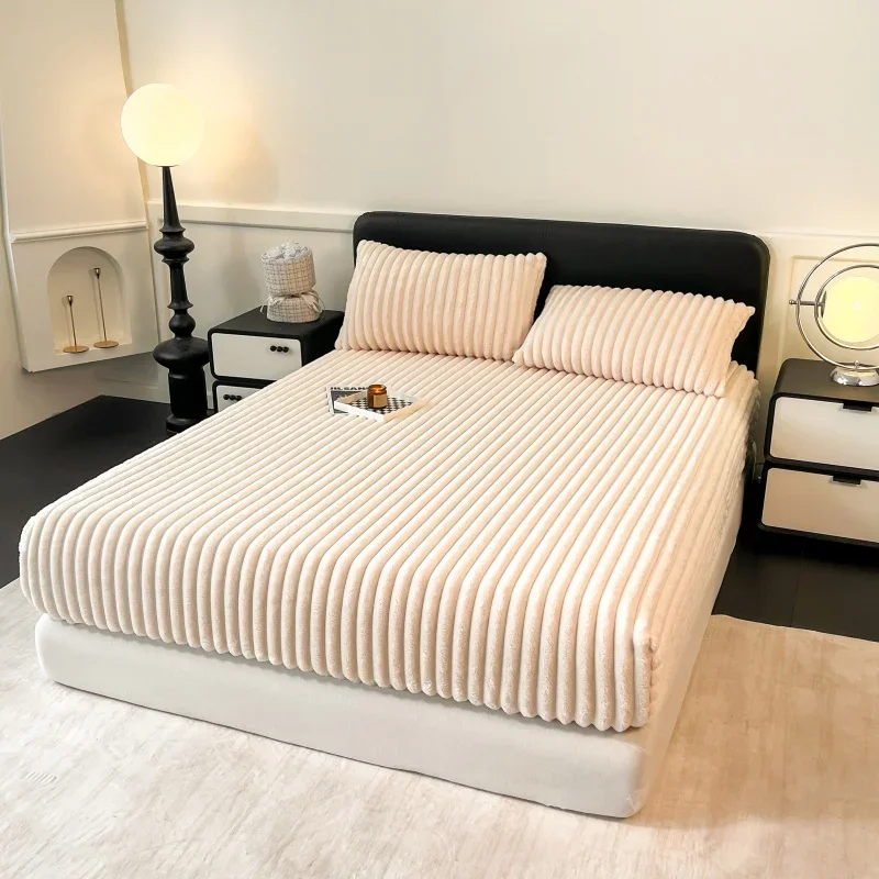 King Size Easy Care Velvet 1 Piece Solid Textured Bed Cover Single Piece Non Fading Velvet Sheet Only