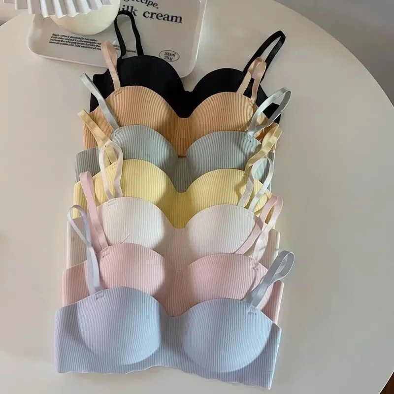 Fashion Seamless Half Cup Cloud Nude Underwear Women  Small Breast Gathering Support Anti-Sagging Soft Wireless Bra