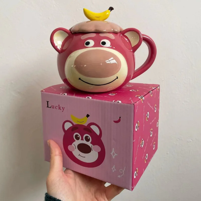 

Cute Cartoon Hand Painted Banana Bear Ceramic Mug With Lid Creative Large Breakfast Cup For Milk Tea Coffee Unique Birthday Gift