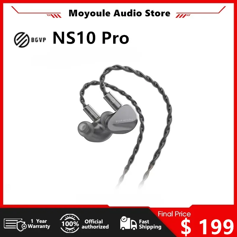 BGVP NS10 Pro 8BA+2DD Hybrid Drive Unit In Ear Wired Earbud HIFI Monitor Earphone With 2-in-1 Replaceable Plug MMCX Cable