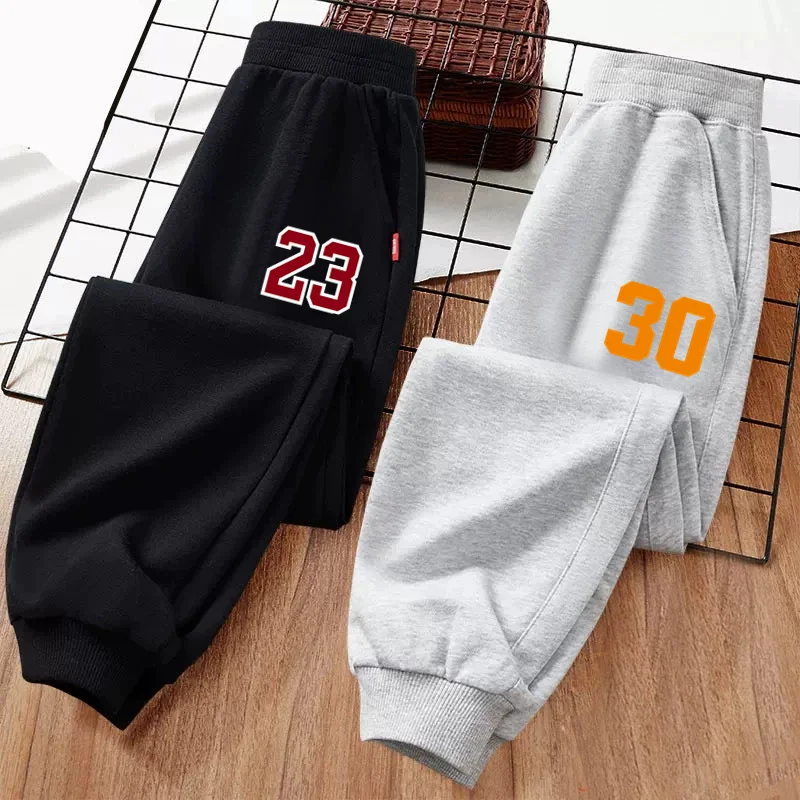 Children Basketball Number Sweatpants Boys Spring Autumn Long Pants Sports Jogging Trousers 23/24/30