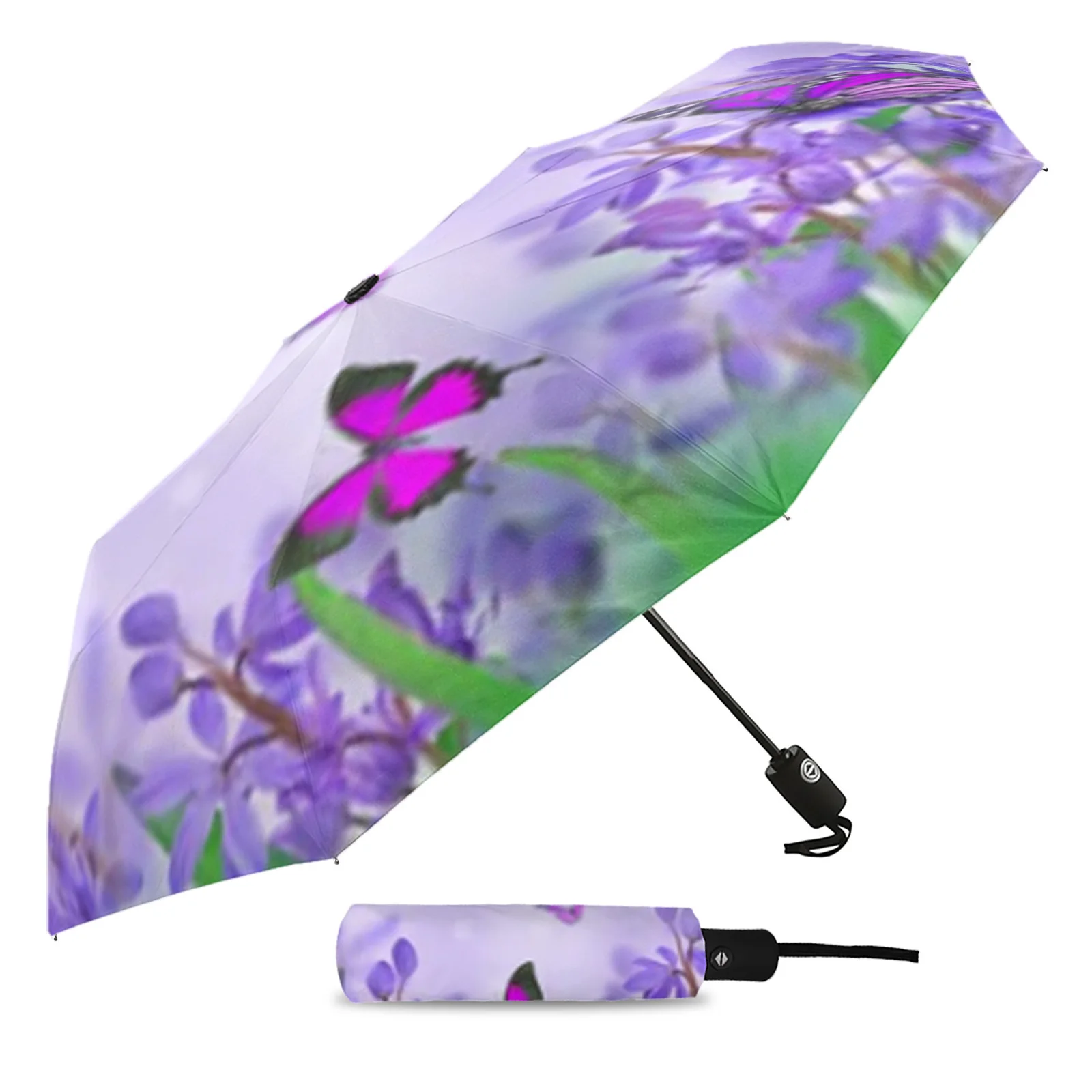 Spring Flower And Butterfly Automatic Umbrella Portable Folding Sunny and Rainy Umbrella Women Parasol Umbrella