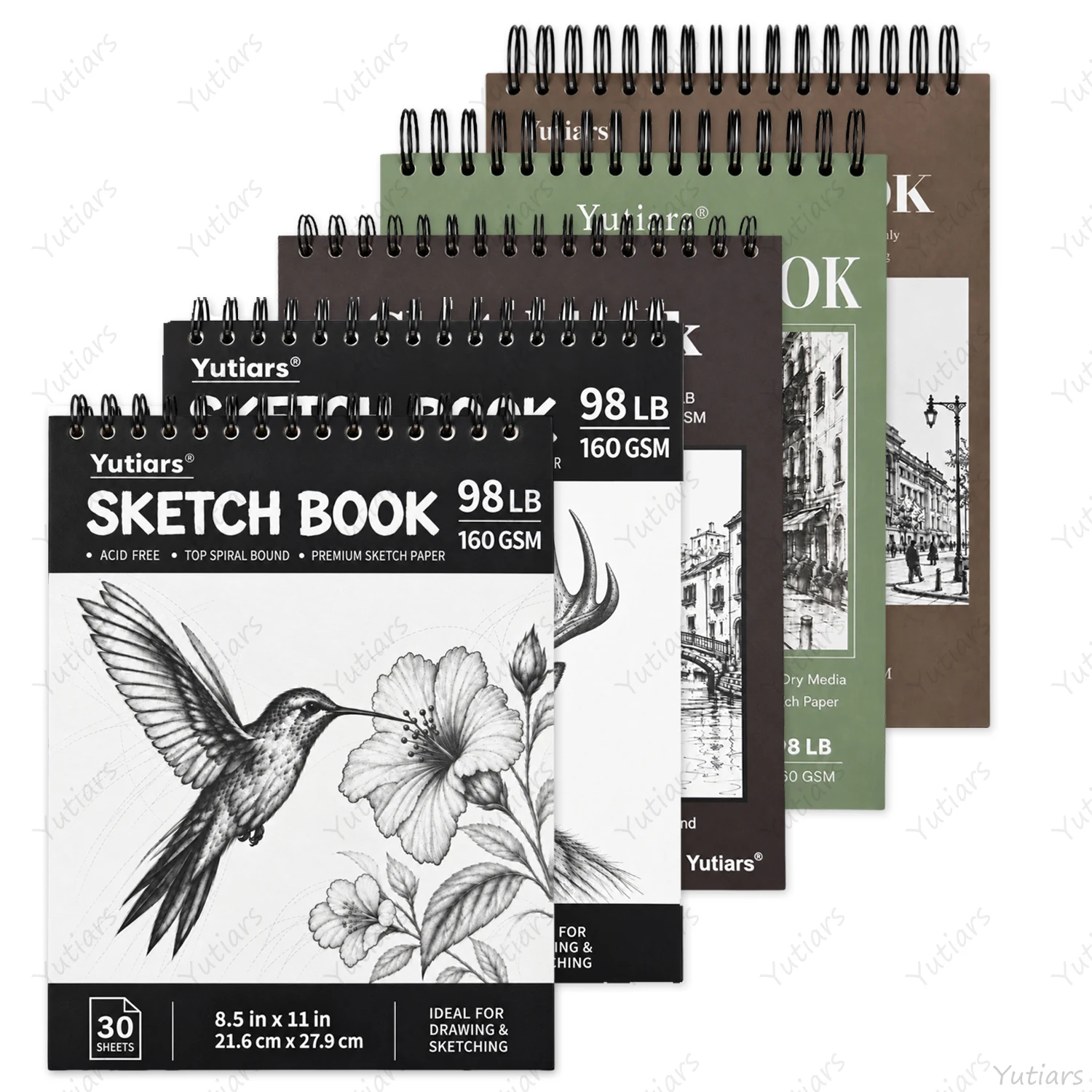 30/50 Sheets Sketchbook, Spiral Bound Drawing Paper Pad, 160 GSM Acid-Free Sketch Pad for Pencil Sketching, Art Drawing Practice