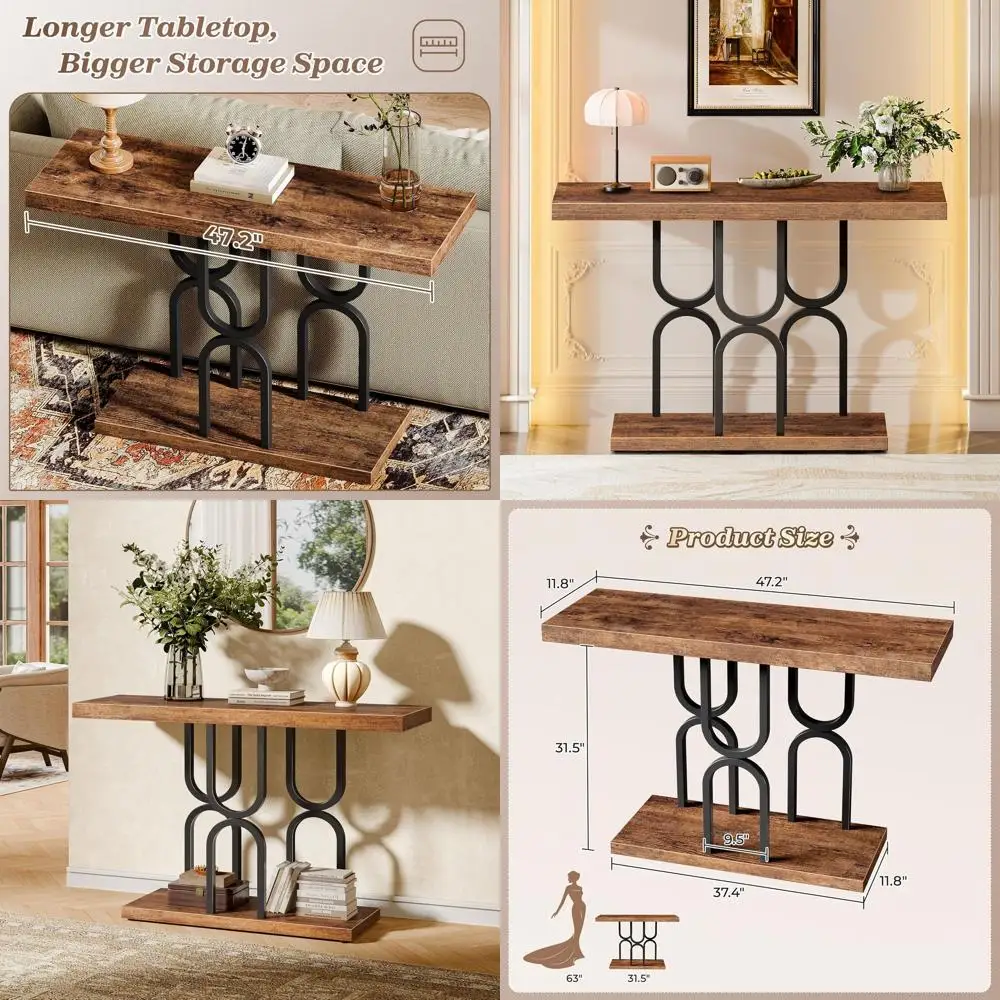 

Rustic Brown Narrow Console Table, 47.2 Industrial Entryway Furniture, Ideal for Hallway & Foyer
