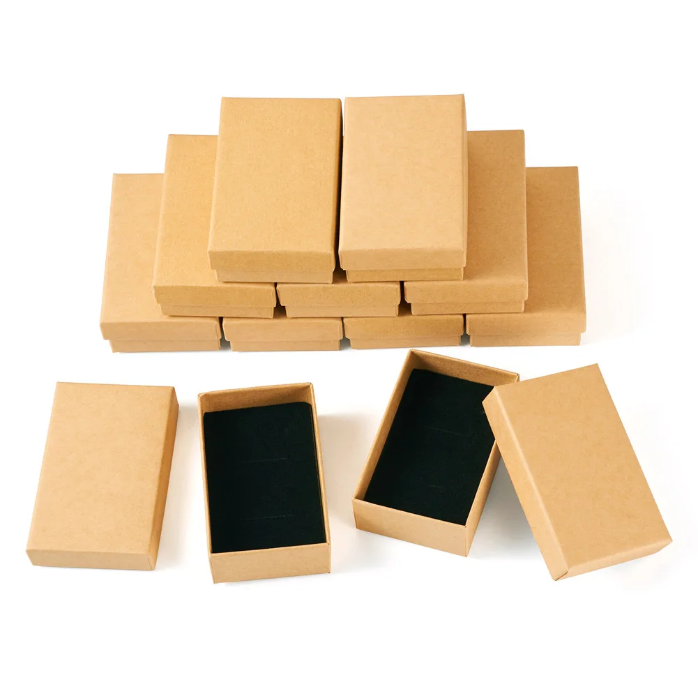 

12pcs Rectangle Cardboard Paper Jewelry Boxes Necklace Earrings Ring Storage Packaging Gift Box 8.1x5.1x2.6cm